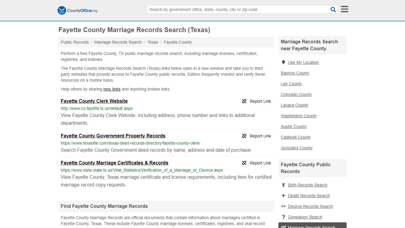 Fayette County Marriage Records Search (Texas) - County Office